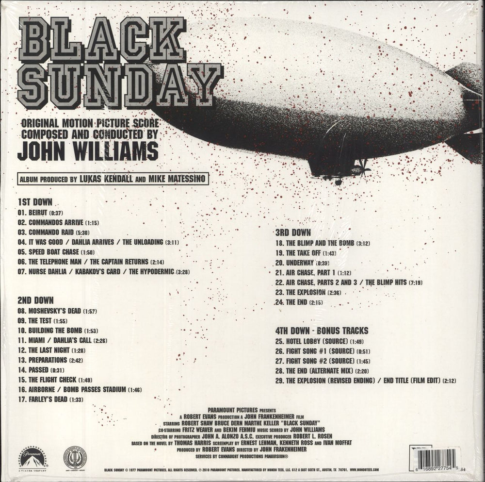 John Williams (Composer) Black Sunday: New England Variant - Red, White & Blue Vinyl + Shrink US 2-LP vinyl record set (Double LP Album) 616892277545