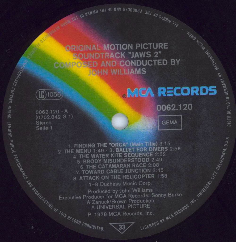 John Williams (Composer) Jaws 2 German vinyl LP album (LP record) WIALPJA814024
