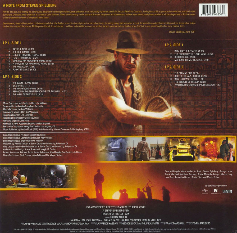 John Williams (Composer) Raiders Of The Lost Ark - 180gram Vinyl UK 2-LP vinyl record set (Double LP Album)