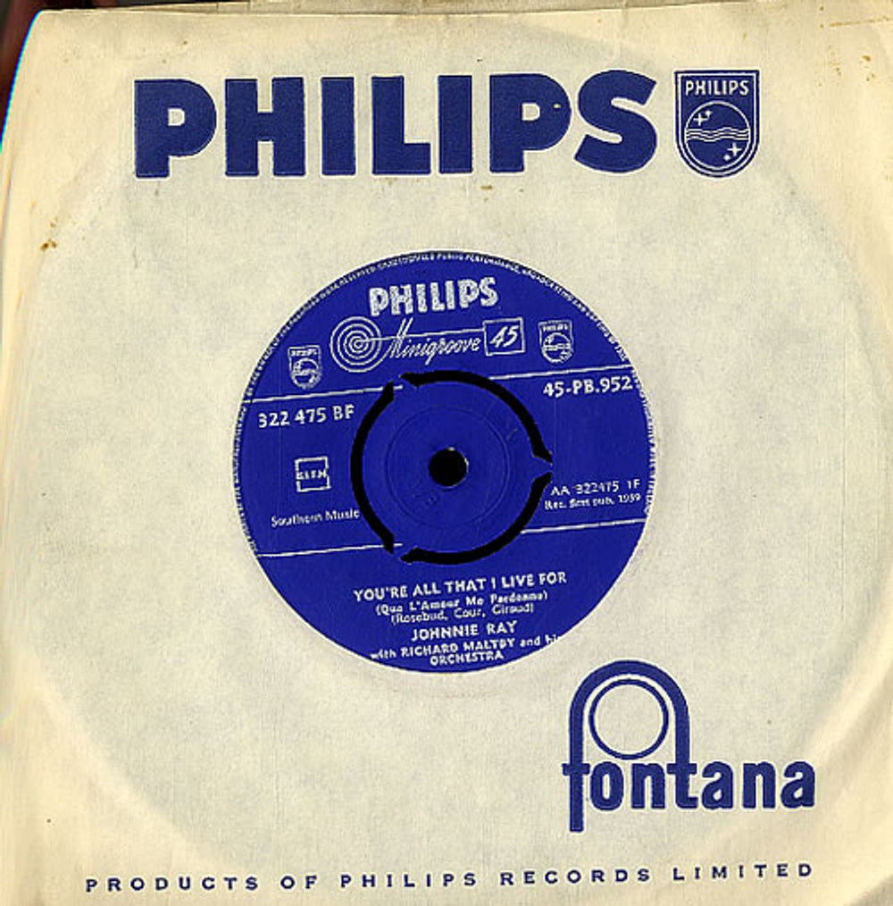 Johnnie Ray You're All That I Live For UK 7" vinyl single (7 inch record / 45) 45-PB.952