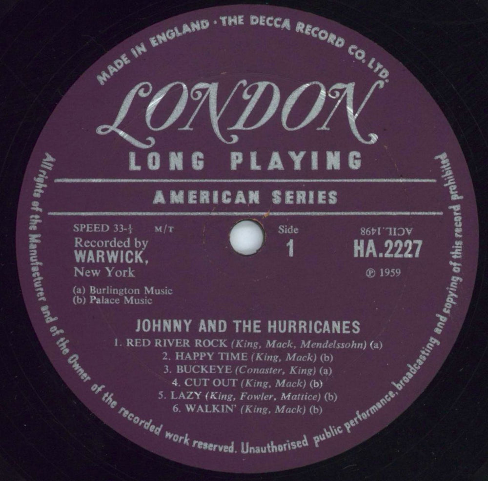 Johnny & The Hurricanes Red River Rock - 2nd UK vinyl LP album (LP record) J&HLPRE808308