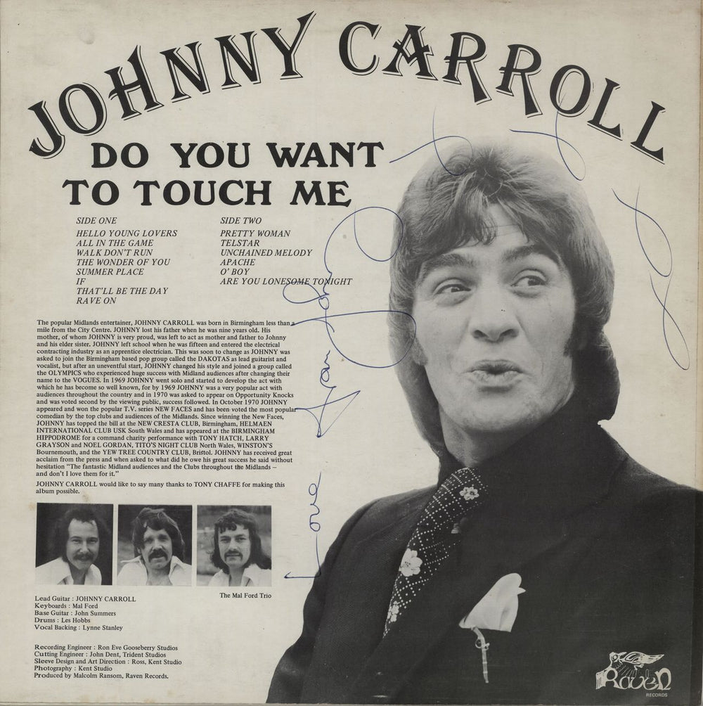 Johnny Carroll (UK)  Do You Want To Touch Me - Autographed UK vinyl LP album (LP record) Y98LPDO654795