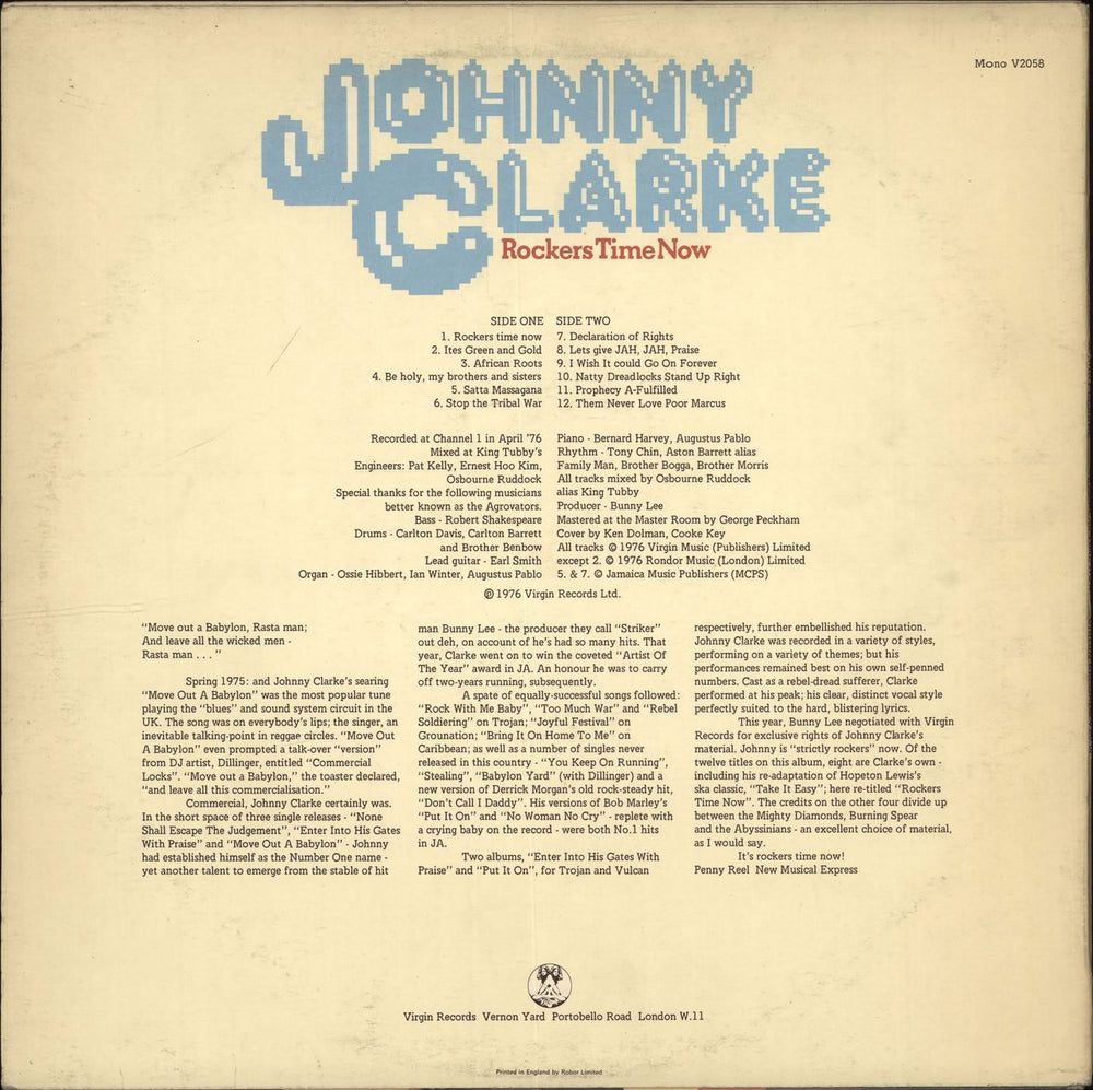 Johnny Clarke Rockers Time Now UK vinyl LP album (LP record)