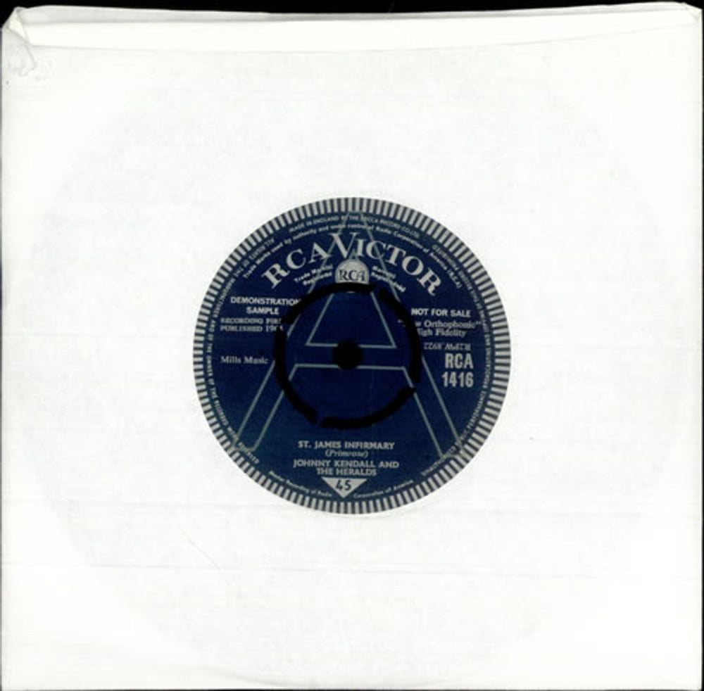 Johnny Kendall & The Heralds St. James Infirmary - A Label Demo UK Promo 7" vinyl single (7 inch record / 45) RCA1416