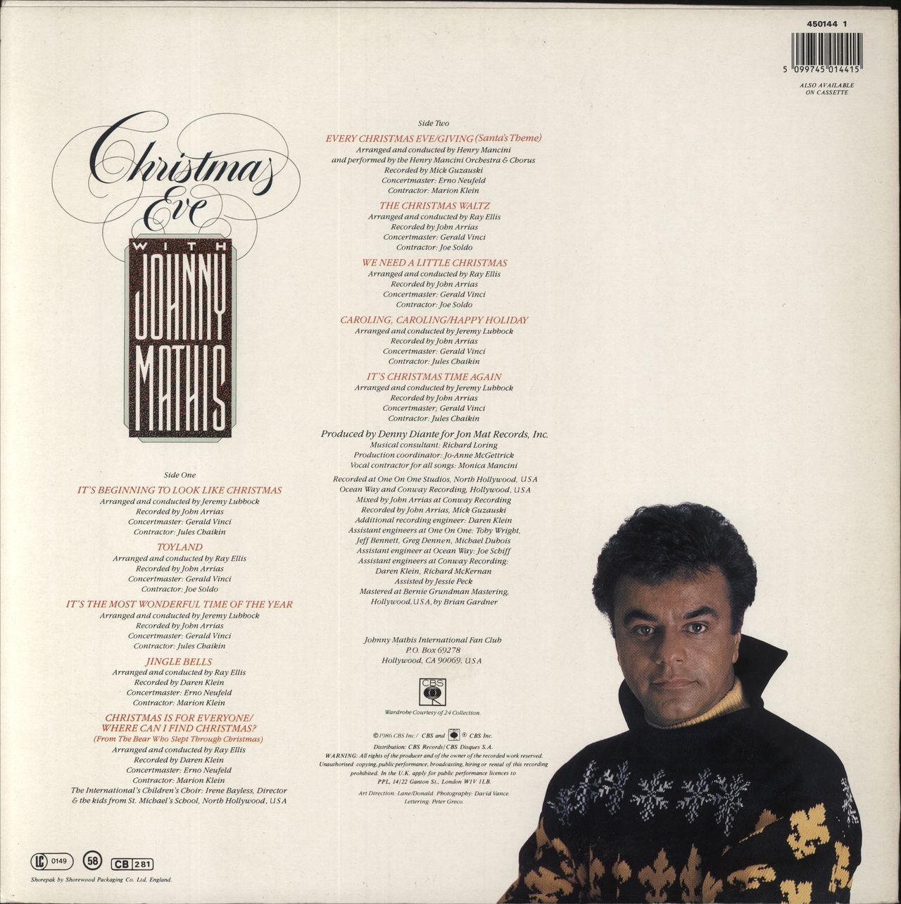 Johnny Mathis Christmas Eve With Johnny Mathis UK Vinyl LP —