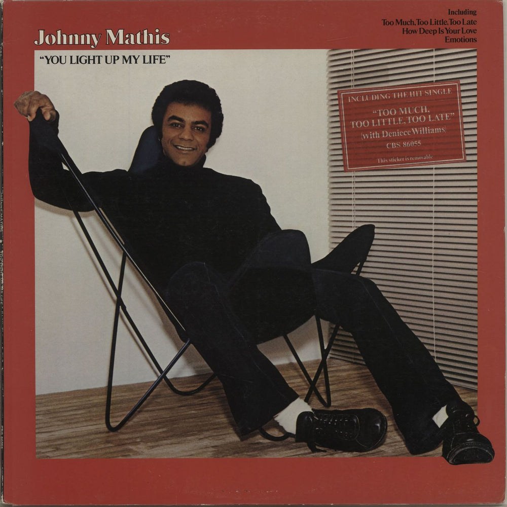 Johnny Mathis You Light Up My Light - stickered UK vinyl LP album (LP record) 86055