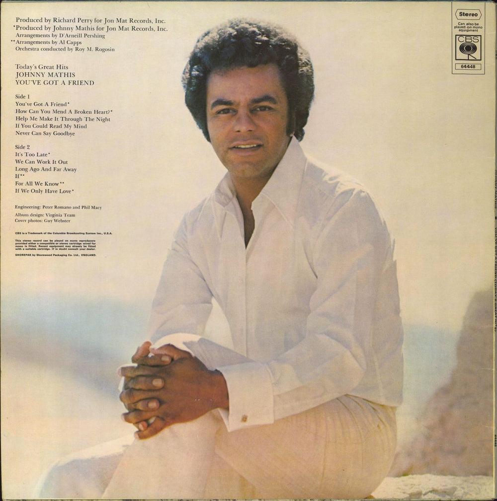 Johnny Mathis You've Got A Friend (Today's Great Hits) - Autographed UK vinyl LP album (LP record)