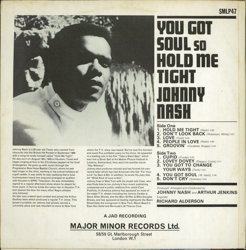 Johnny Nash You Got Soul, So Hold Me Tight UK vinyl LP album (LP record)