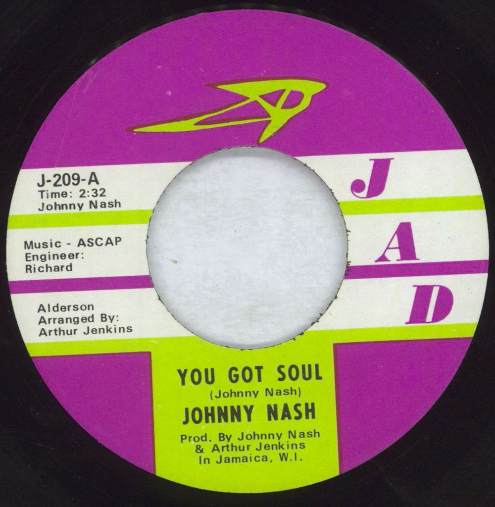 Johnny Nash You Got Soul UK 7" vinyl single (7 inch record / 45) J-209