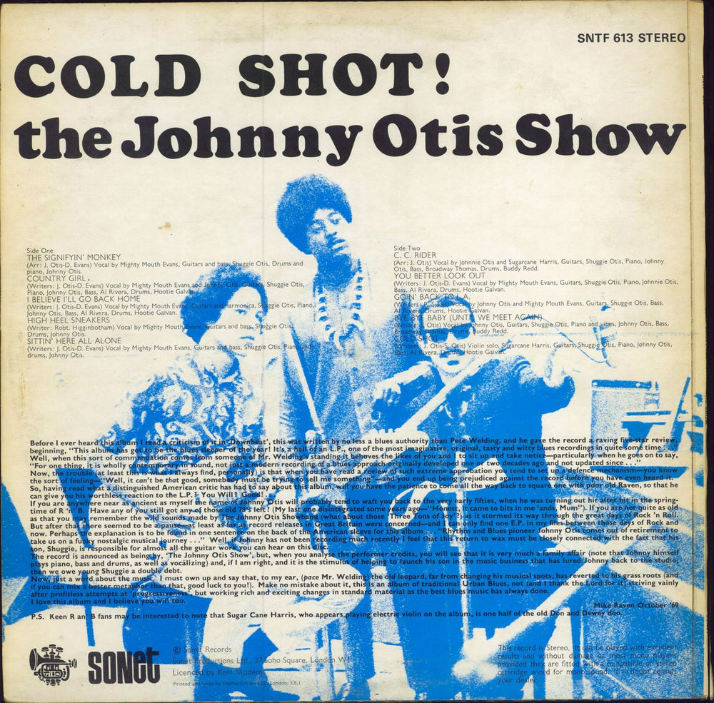 Johnny Otis Cold Shot! UK vinyl LP album (LP record)