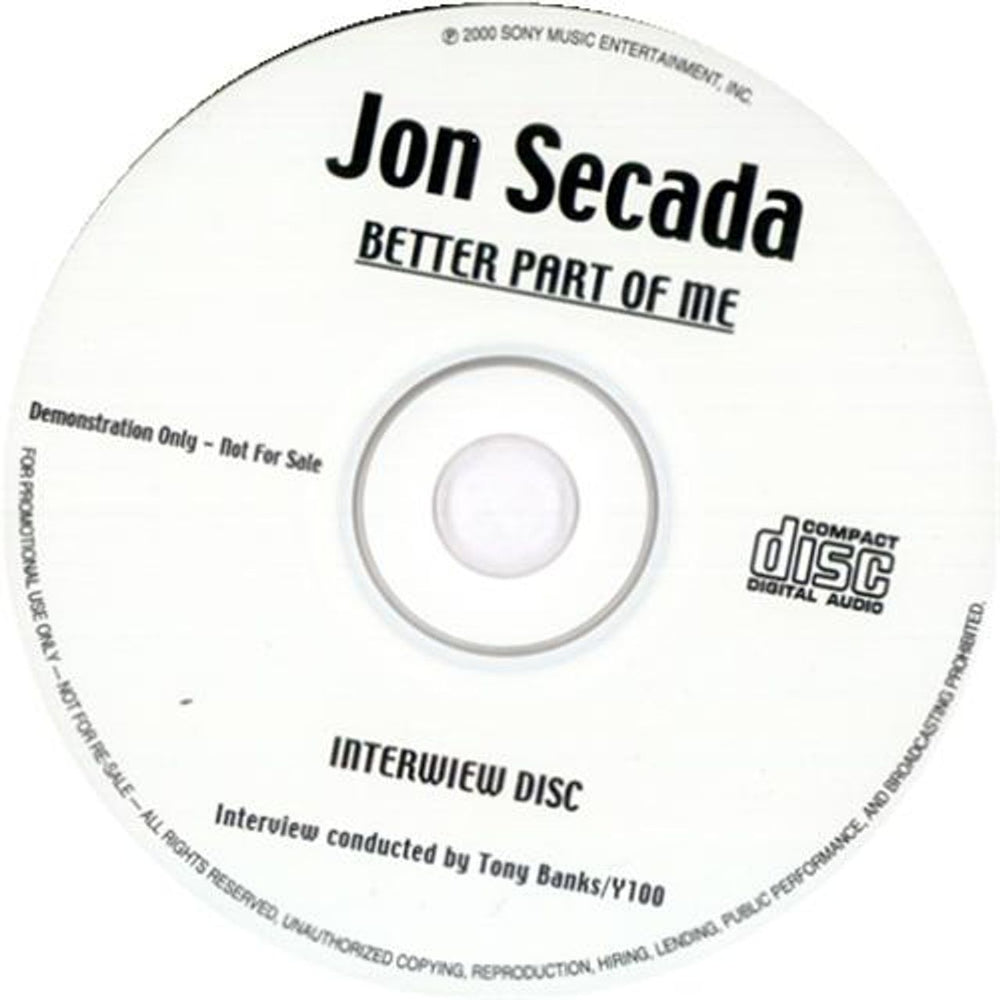 Jon Secada Better Part Of Me - Interview Disc US Promo CD album (CDLP) CC2516