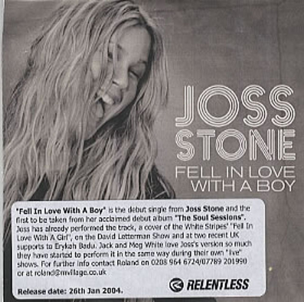 Joss Stone Fell In Love With A Boy UK Promo CD-R acetate CD-R ACETATE