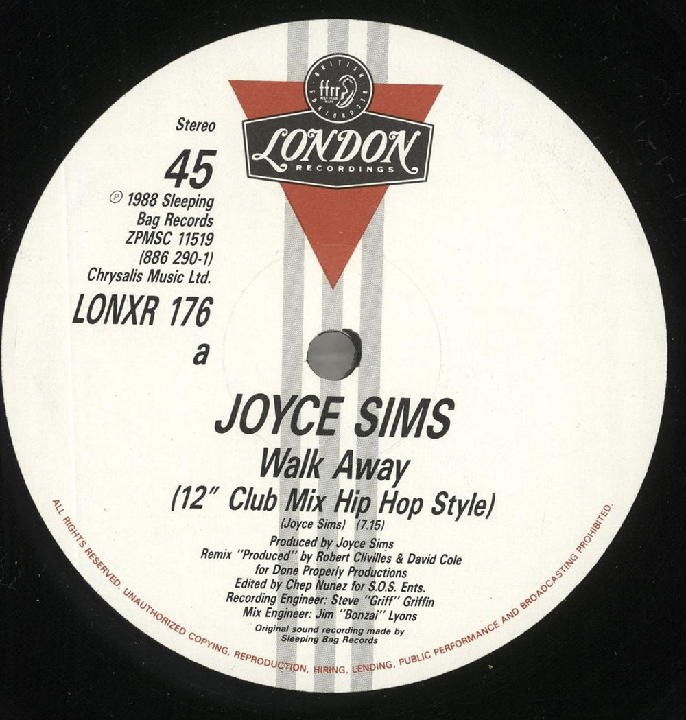 Joyce Sims Walk Away - die-cut sleeve UK 12" vinyl single (12 inch record / Maxi-single) LONX176