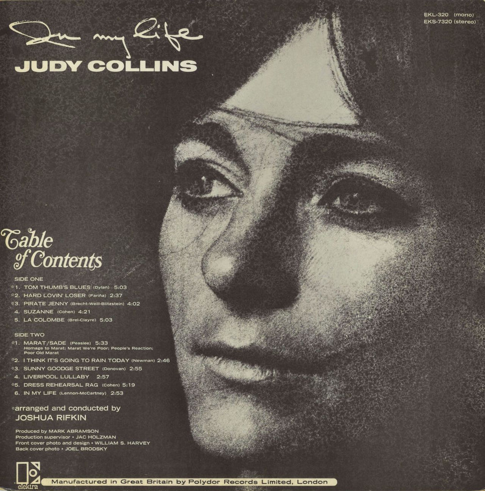 Judy Collins In My Life - mono UK vinyl LP album (LP record)