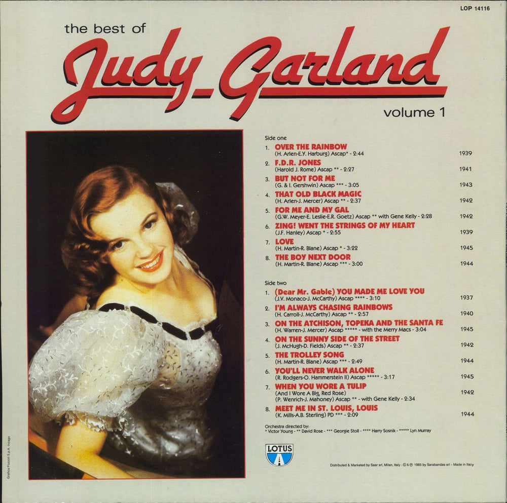 Judy Garland The Best Of Judy Garland Volume 1 Italian vinyl LP album (LP record)