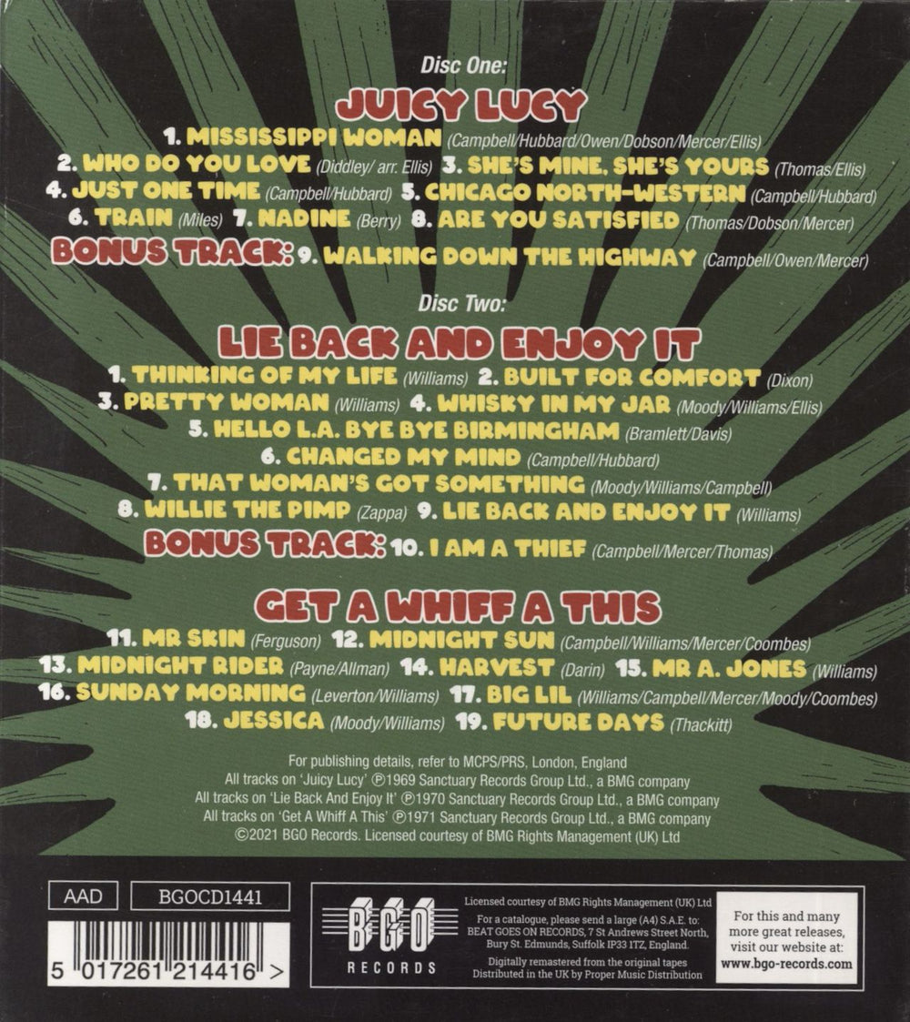 Juicy Lucy Juicy Lucy / Lie Back And Enjoy It / Get A Whiff A This UK 2 CD album set (Double CD)