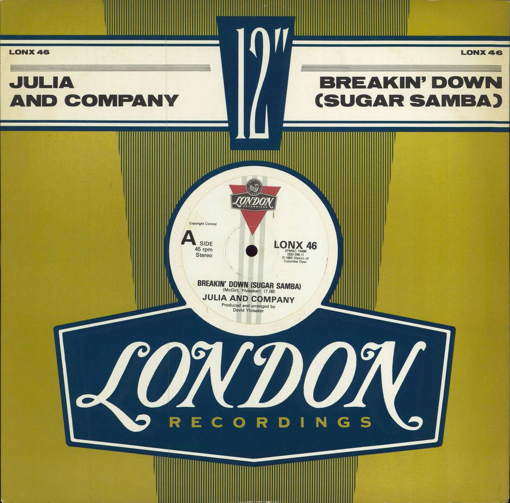 Julia And Company Breakin' Down (Sugar Samba) UK 12" vinyl single (12 inch record / Maxi-single) LONX46