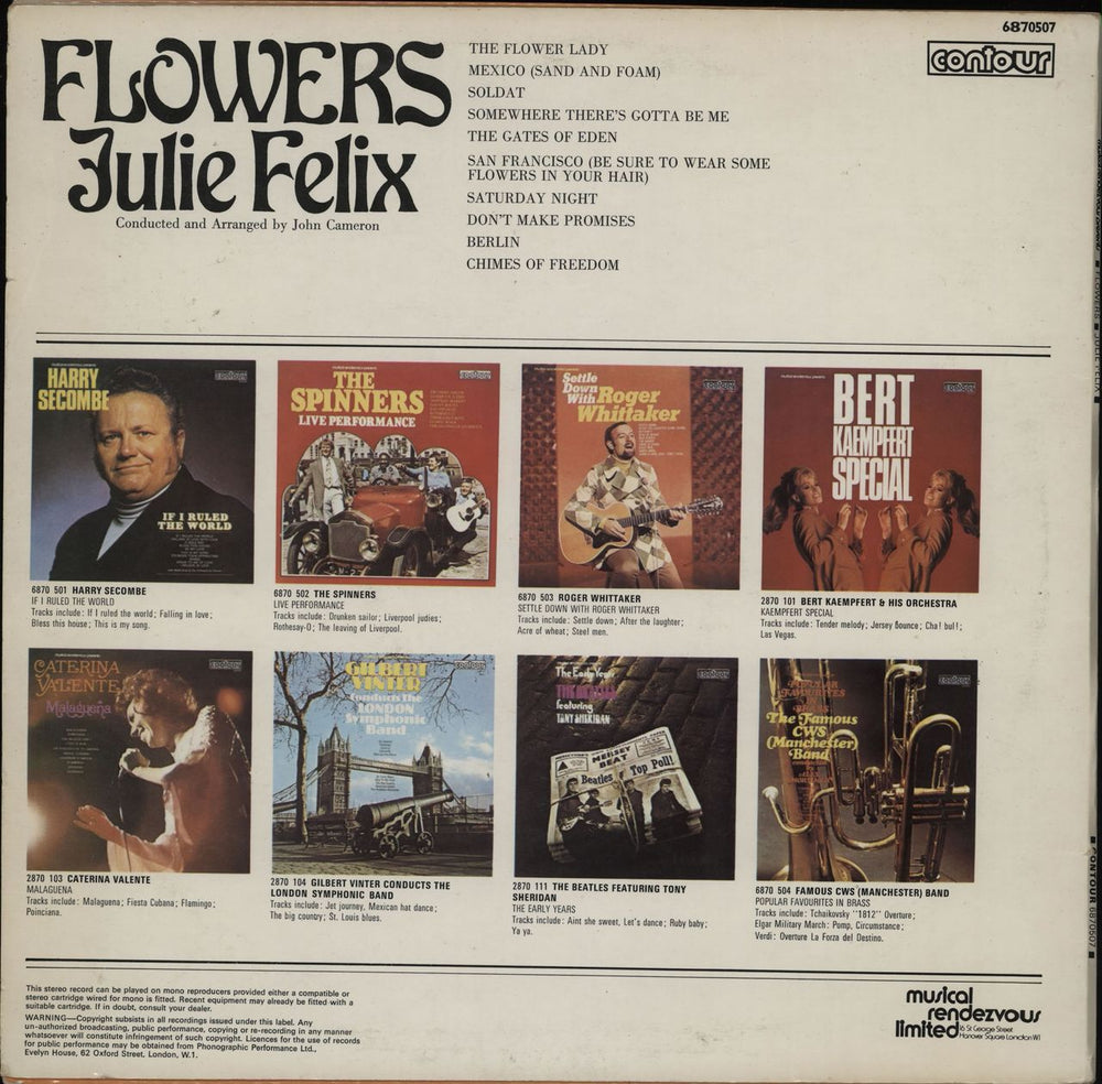 Julie Felix Flowers UK vinyl LP album (LP record)