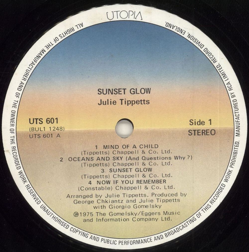 Julie Tippetts Sunset Glow UK vinyl LP album (LP record) J-TLPSU732704