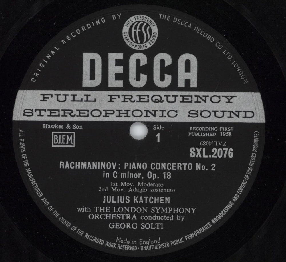 Julius Katchen Rachmaninov: Piano Concerto No. 2 - 2nd UK vinyl LP album (LP record) K6MLPRA814908