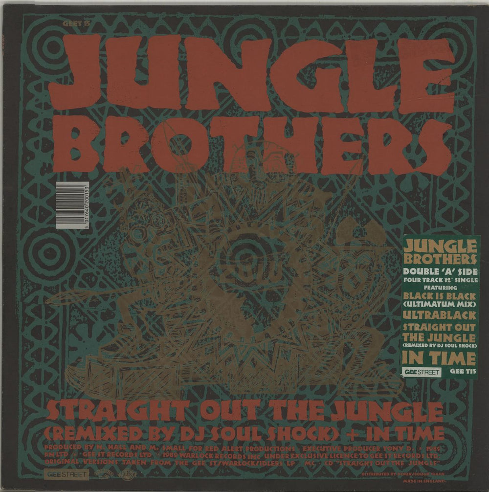 Jungle Brothers Black Is Black UK 12" vinyl single (12 inch record / Maxi-single) GEET15