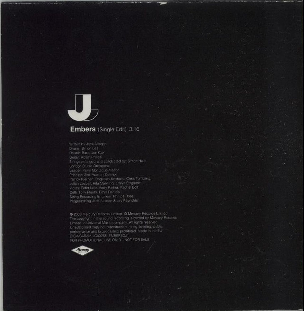 Just Jack Embers UK Promo CD single (CD5 / 5") JUJC5EM665219