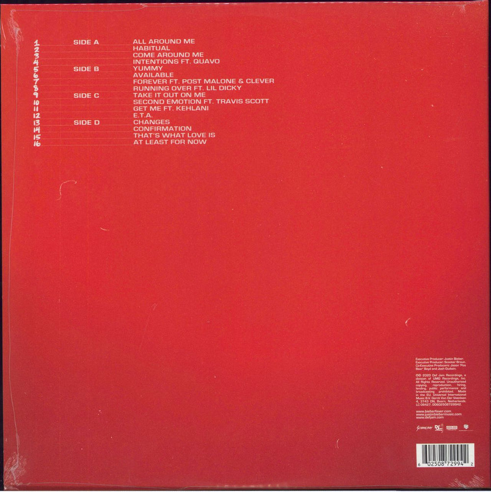 Justin Bieber Changes - Red Vinyl - Sealed UK 2-LP vinyl record set (Double LP Album) 602508729942