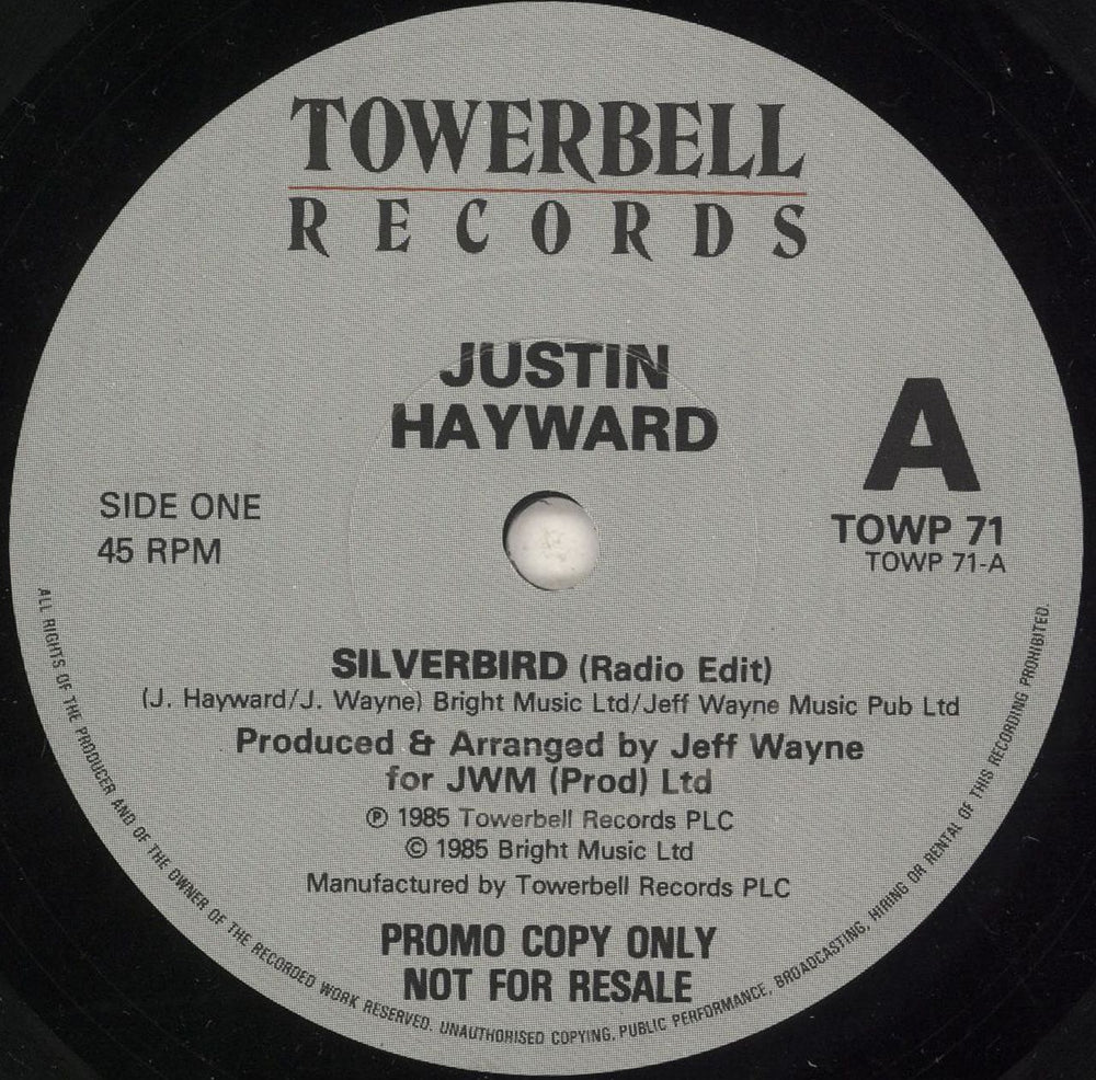 Justin Hayward Silverbird + Gatefold Sleeve UK Promo 7" vinyl single (7 inch record / 45) JHW07SI742520