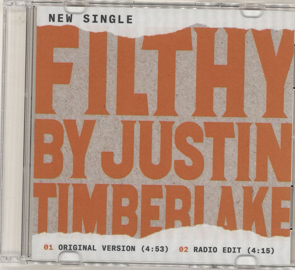 Justin Timberlake Filthy Japanese Promo CD-R acetate CD-R