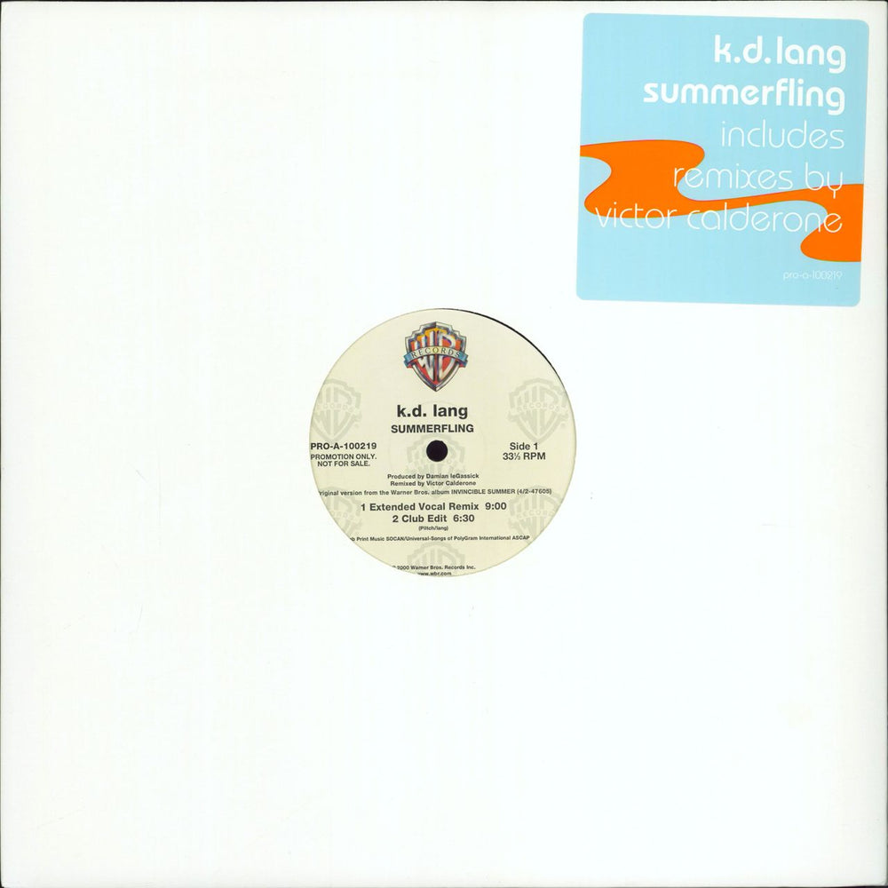 K.D. Lang Summerfling US Promo 12" vinyl single (12 inch record / Maxi-single) PRO-A-100219