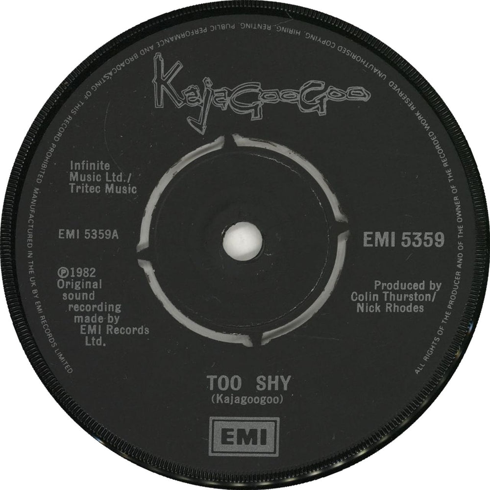 Kajagoogoo Too Shy UK 7" vinyl single (7 inch record / 45) EMI5359