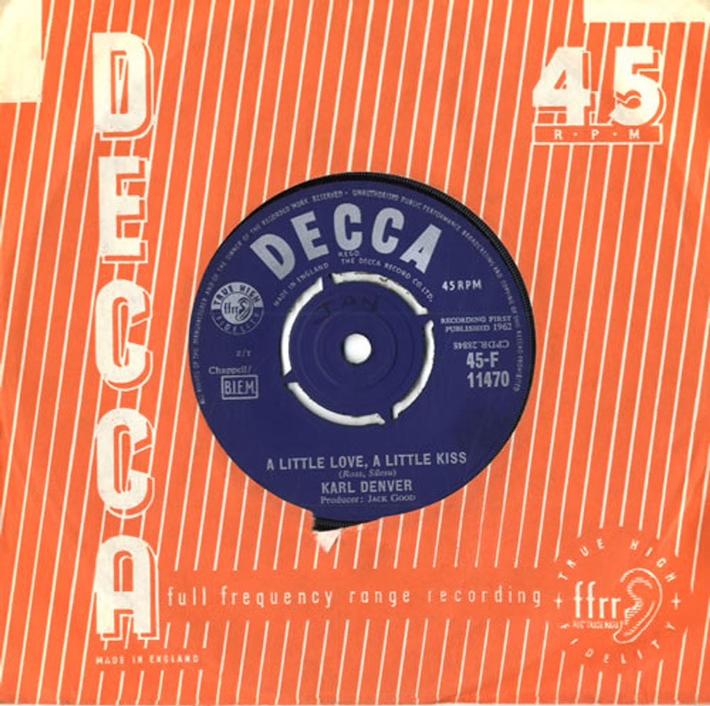 Karl Denver A Little Love, A Little Kiss UK 7" vinyl single (7 inch record / 45) 45-F11470