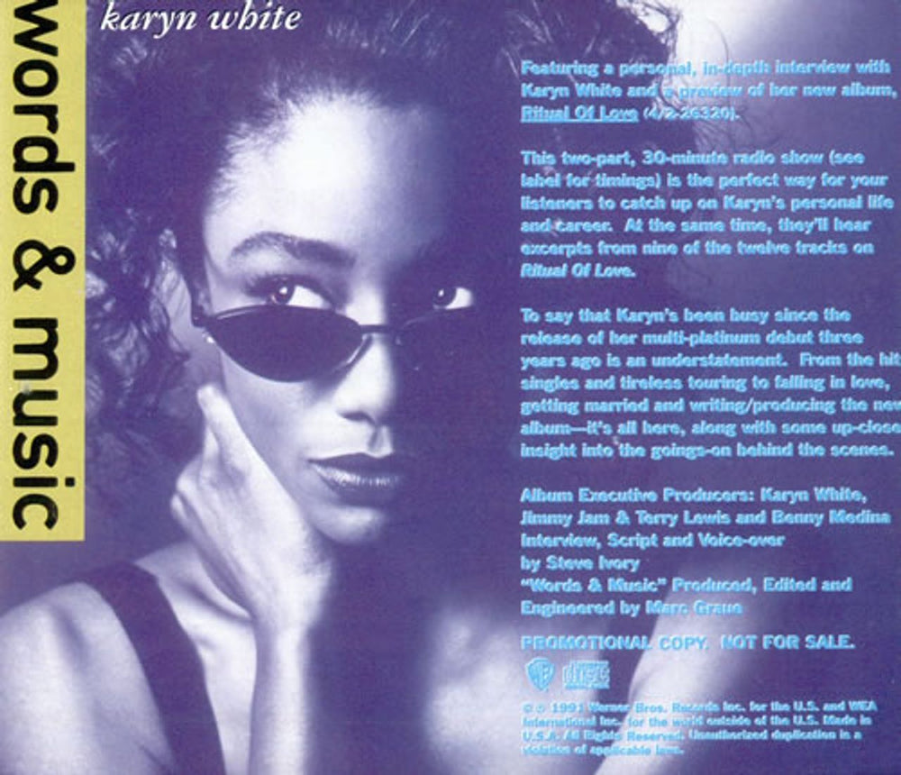 Karyn White Ritual Of Love - Words & Music US Promo CD album (CDLP) PRO-CD-5131