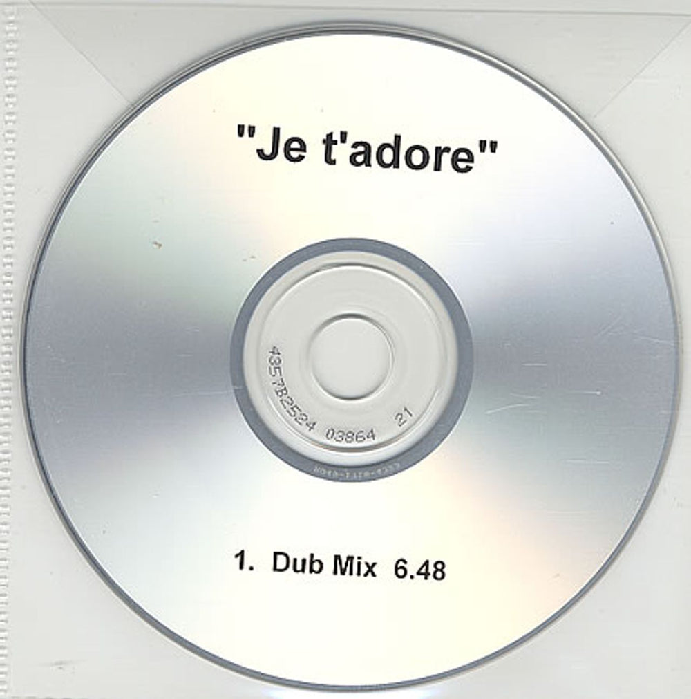 Kate Ryan Je 'T'Adore UK Promo CD-R acetate CD-R ACETATE