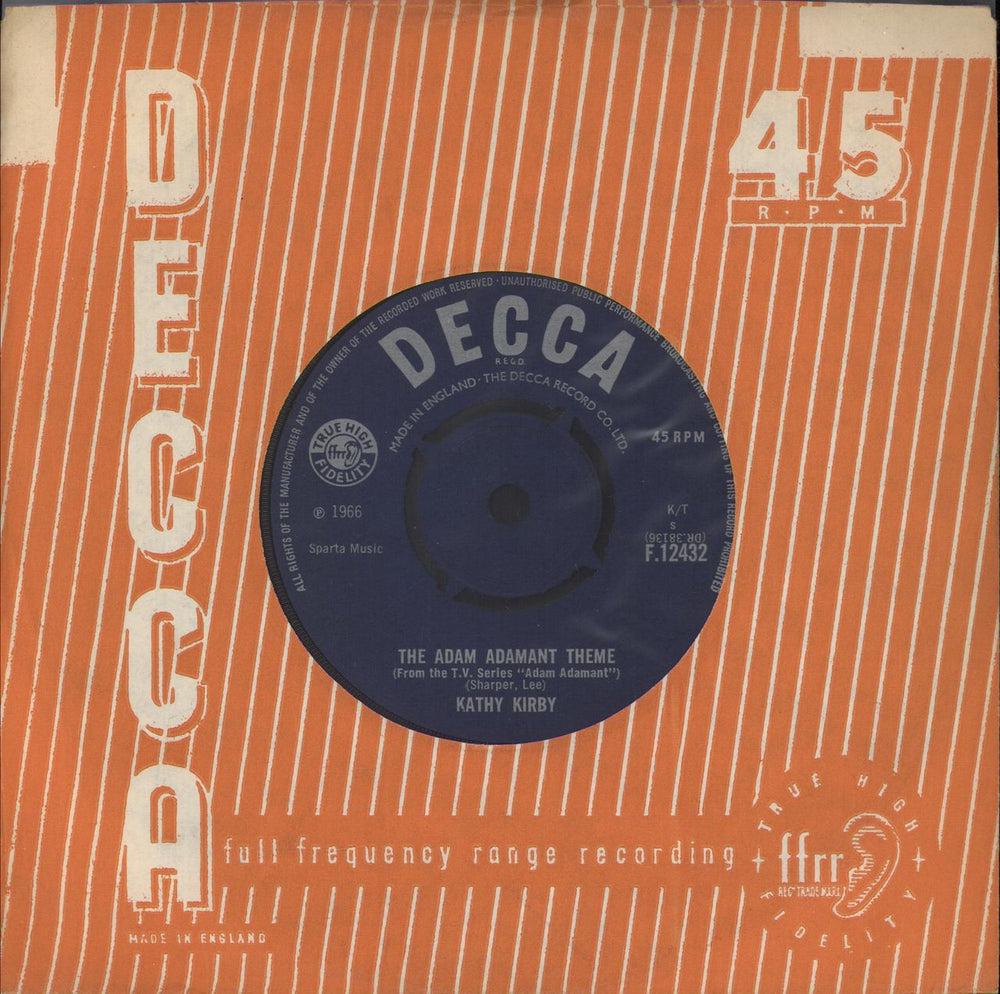 Kathy Kirby The Adam Adamant Theme UK 7" vinyl single (7 inch record / 45) F.12432