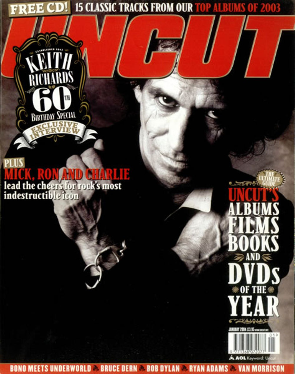 Keith Richards Uncut - Issue 80 UK magazine JANUARY 2004