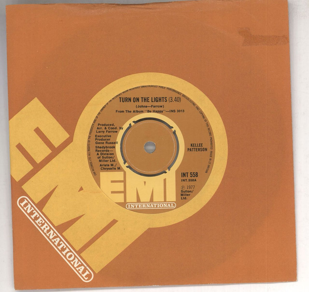 Kellee Patterson Turn On The Lights (Disco Version) UK 7" vinyl single (7 inch record / 45) INT558