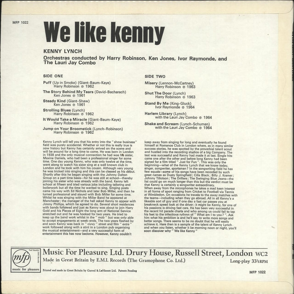 Kenny Lynch We Like Kenny UK vinyl LP album (LP record)