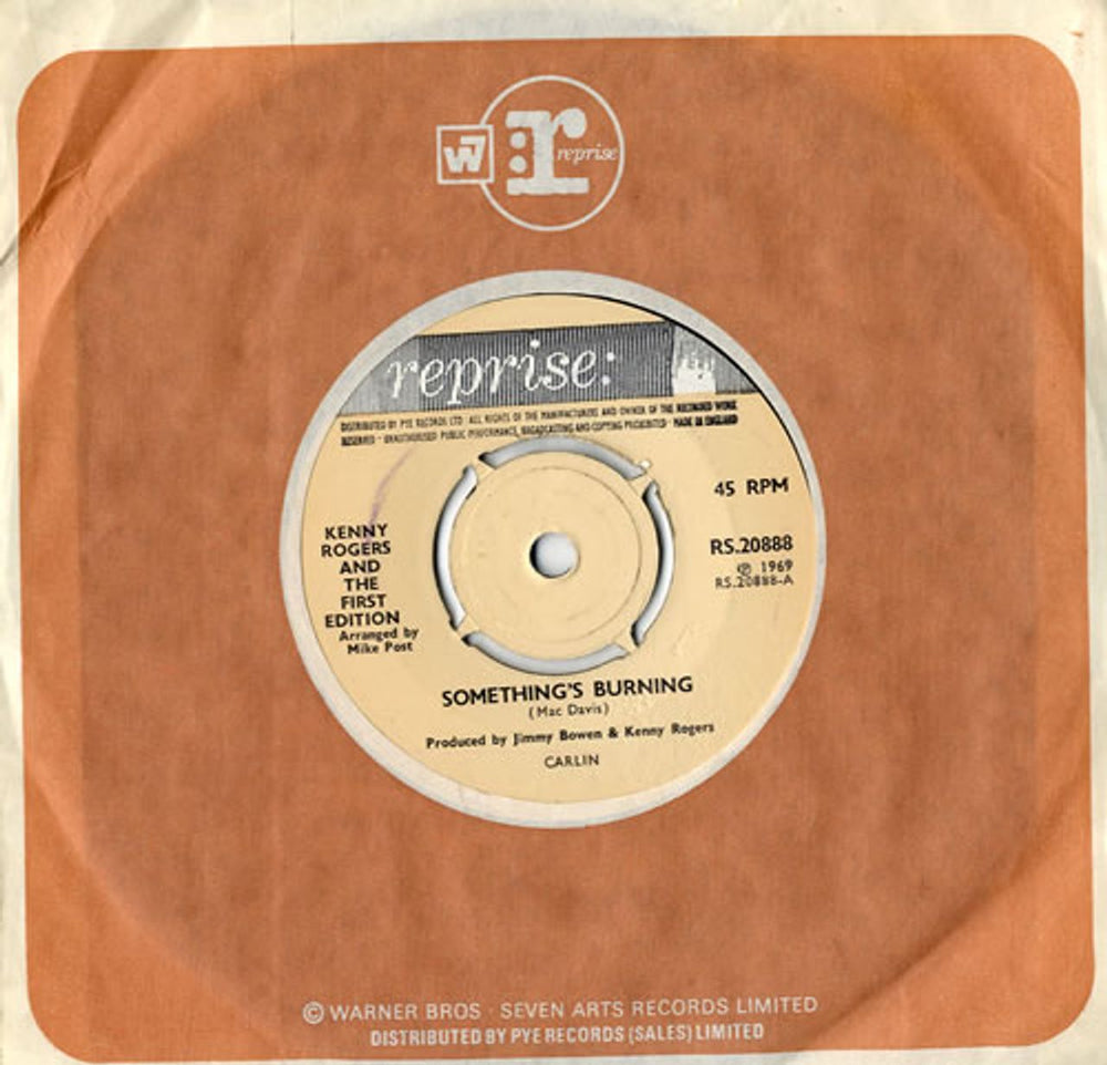 Kenny Rogers & The First Edition Something's Burning - 4pr UK 7" vinyl single (7 inch record / 45) RS.20888