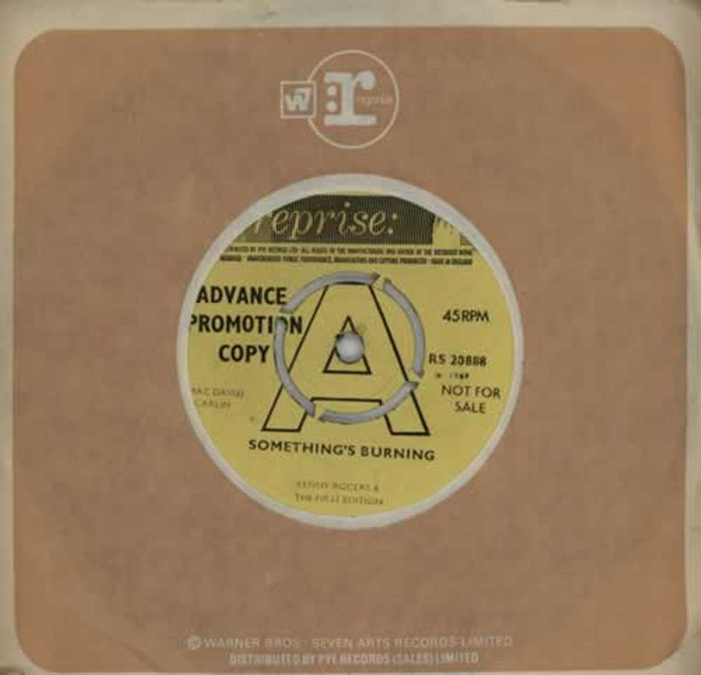 Kenny Rogers & The First Edition Something's Burning - A Label UK Promo 7" vinyl single (7 inch record / 45) RS20888