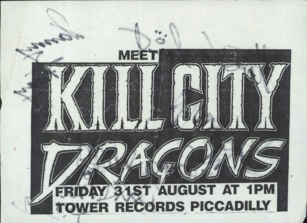 Kill City Dragons Fully Autographed Flyer UK memorabilia