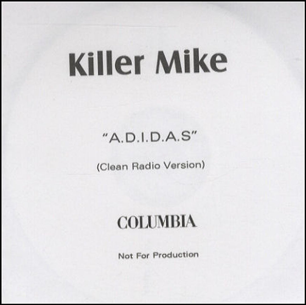 Killer Mike A.D.I.D.A.S. UK CD-R acetate CD-R ACETATE