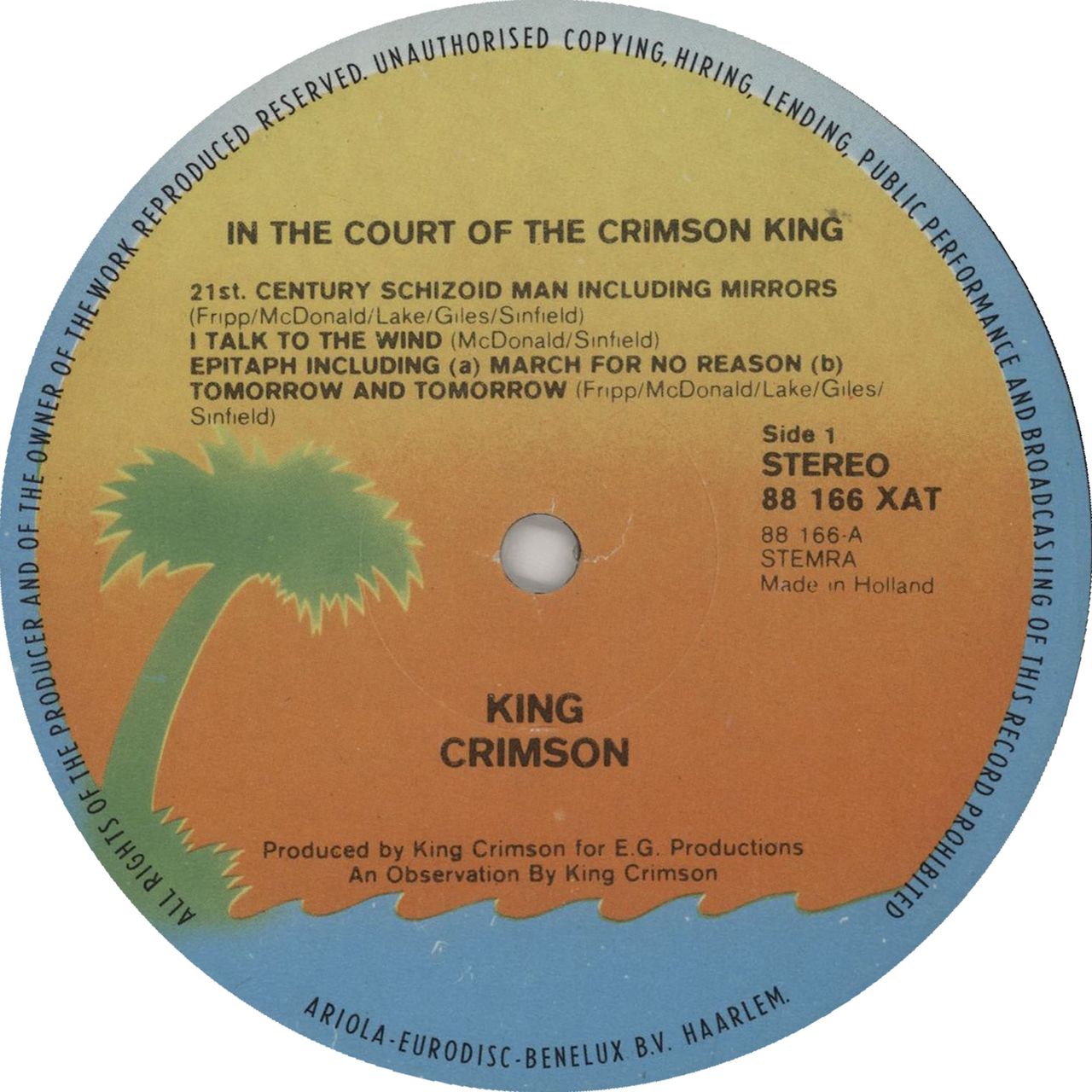 King Crimson In The Court Of The Crimson King Dutch Vinyl LP — RareVinyl.com