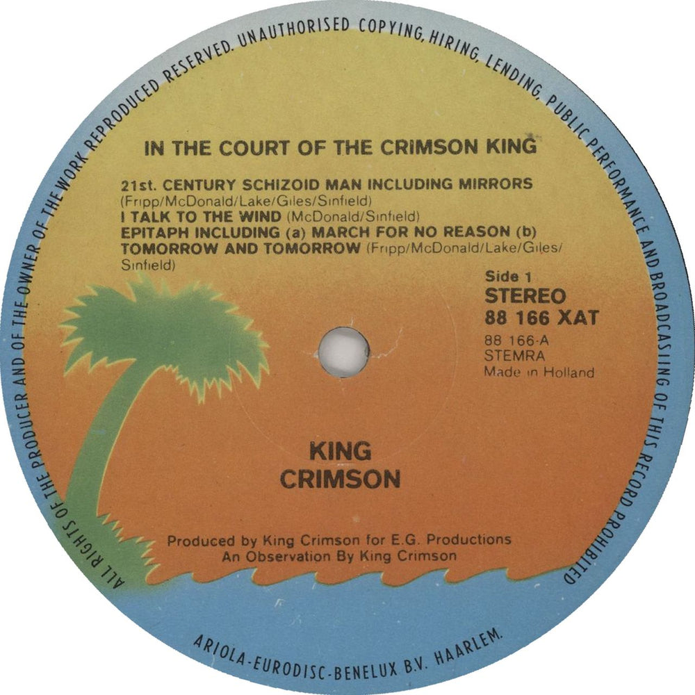 King Crimson In The Court Of The Crimson King Dutch vinyl LP album (LP record) KNCLPIN658415