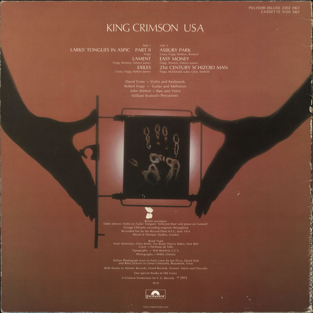 King Crimson USA - glossy p/s UK vinyl LP album (LP record)