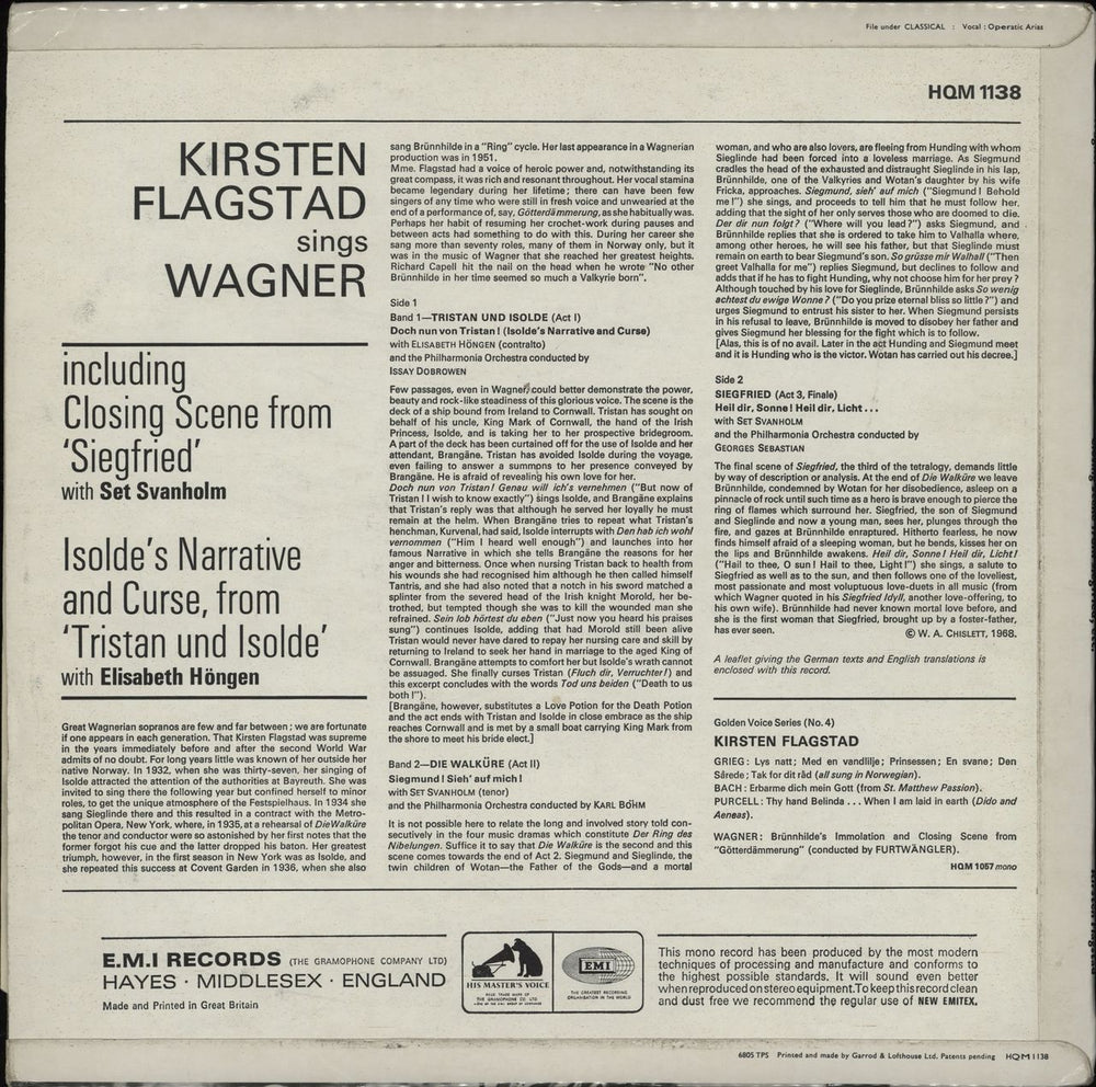 Kirsten Flagstad Kirsten Flagstad Sings Wagner UK vinyl LP album (LP record)