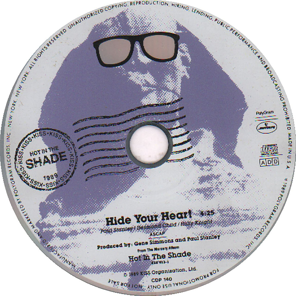 Kiss Hide Your Heart US Promo CD single (CD5 / 5") CDP140