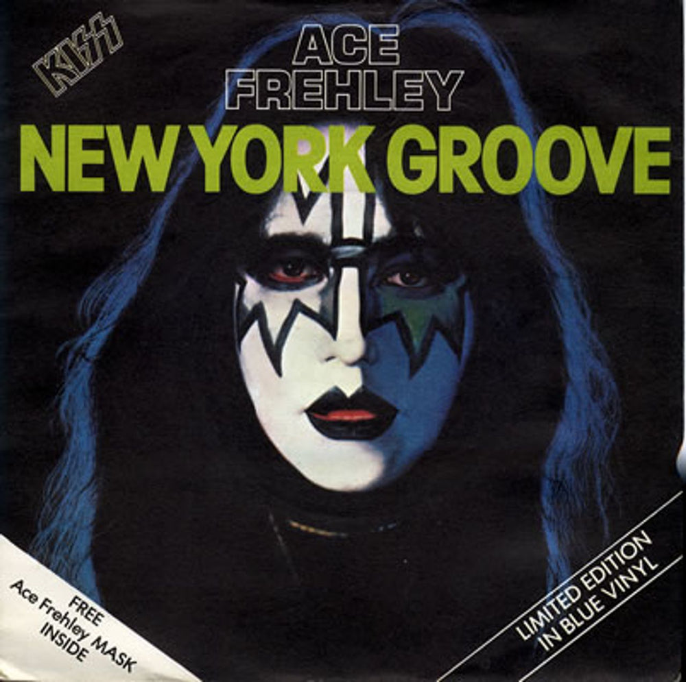 Kiss New York Groove - Blue Vinyl UK 7" vinyl single (7 inch record / 45) CAN135