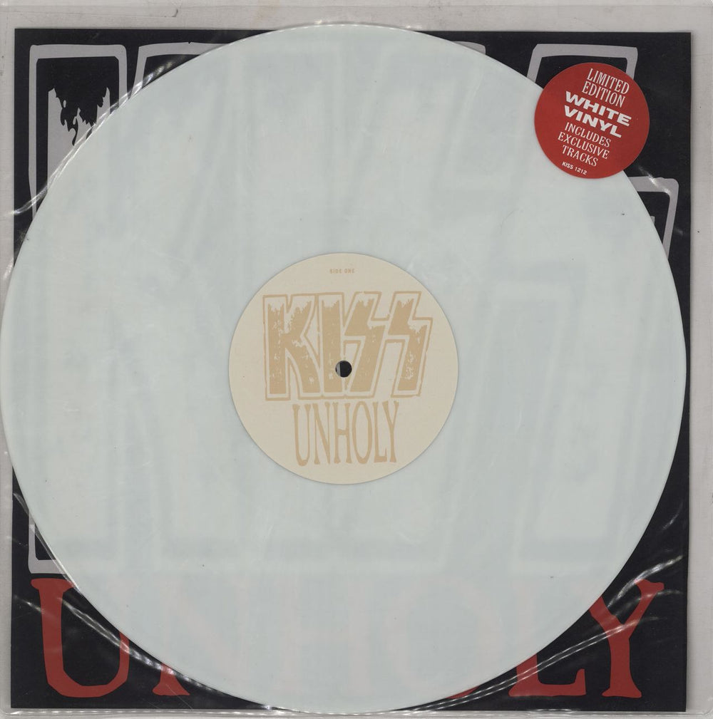 Kiss Unholy - White Vinyl UK 12" vinyl single (12 inch record / Maxi-single) KISS1212