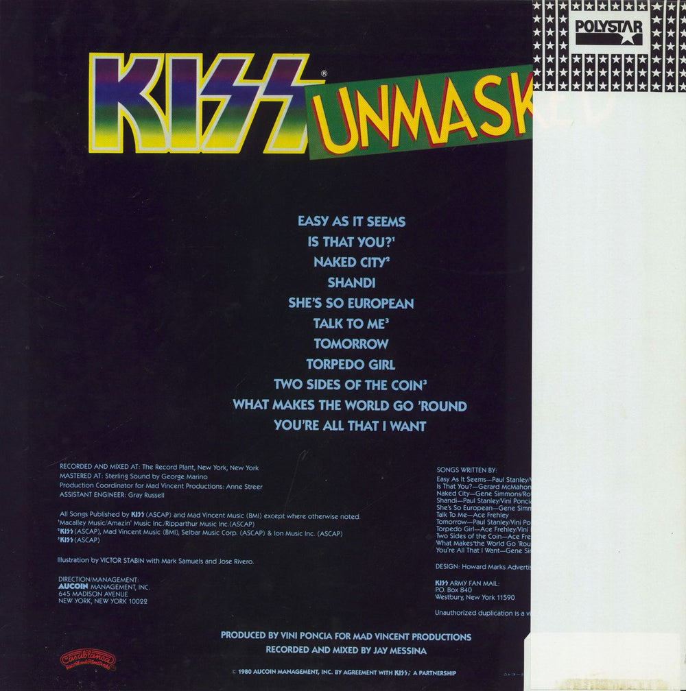 Kiss Unmasked - 1st - EX Stickers Japanese vinyl LP album (LP record)